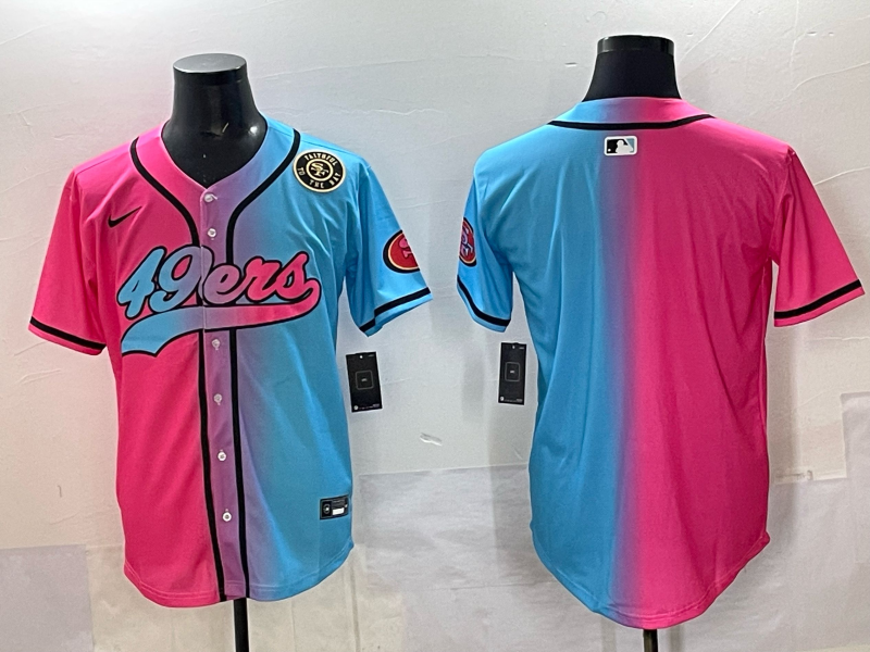 Men 2025 San Francisco 49ers blank Pink Blue pink Nike Limited NFL Jersey 0021